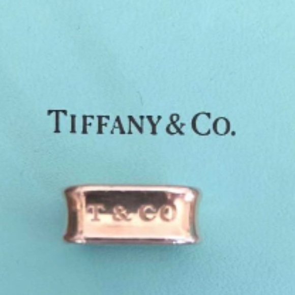 Authentic Tiffany & Co. 1837 Sterling Silver 7.9mm Wide Band Square Ring SZ 6-7 - Picture 3 of 3
